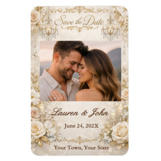 Imán Eternally Elegant Photo Save Date Wedding Magnet