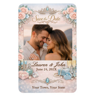 Imán Eternally Majestic Photo Save Date Wedding Magnet