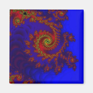 Imán Eternidad Arte fractal azul y rojo