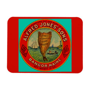Imán etiqueta Alfred Jones Sons Finnan Haddie, 1900