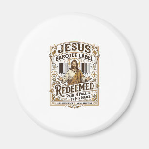 Imán Etiqueta de código de barras de Jesús redimido Jes