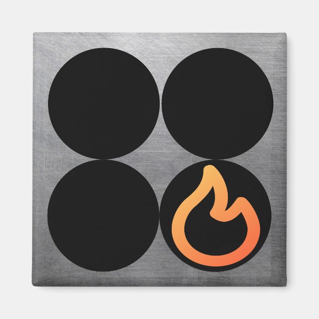 Imán Etiqueta de control del quemador derecho delantero (Frente)