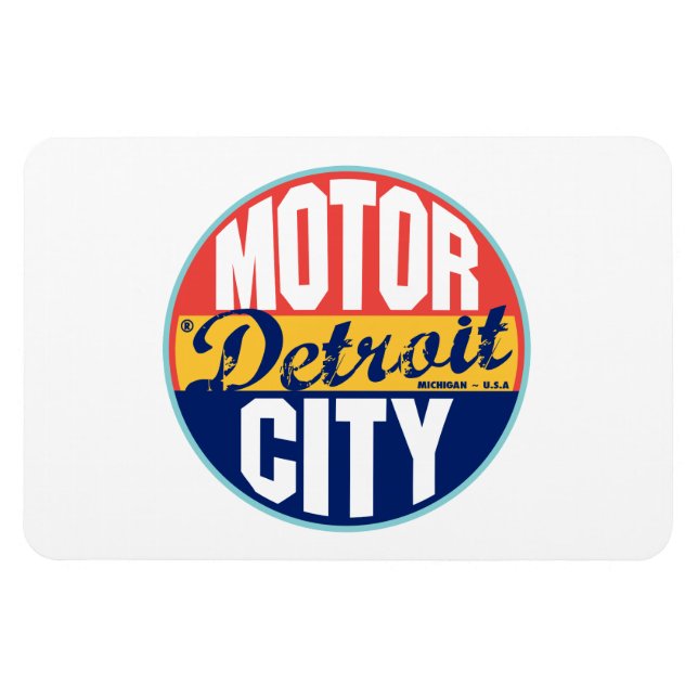 Imán Etiqueta de época de Detroit (Horizontal)