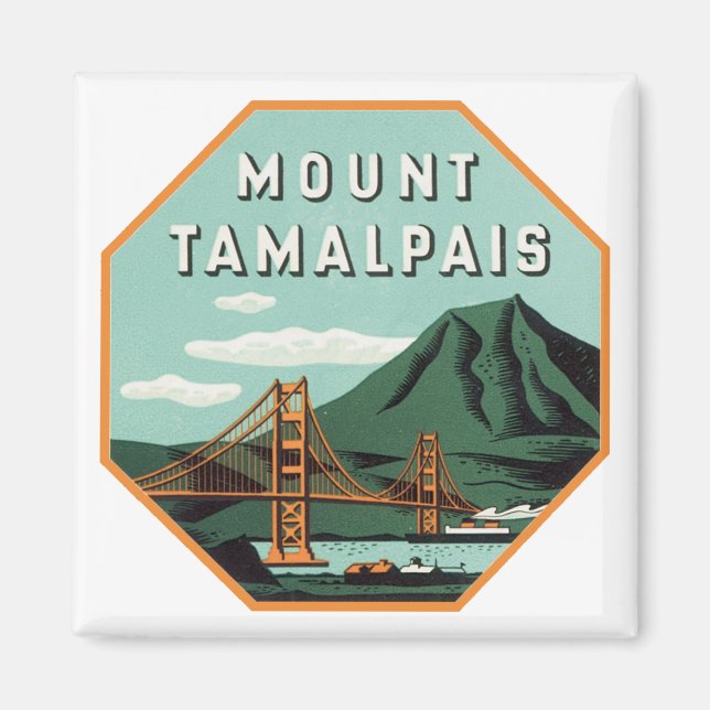 Imán Etiqueta de equipaje del Monte Tamalpais (Frente)