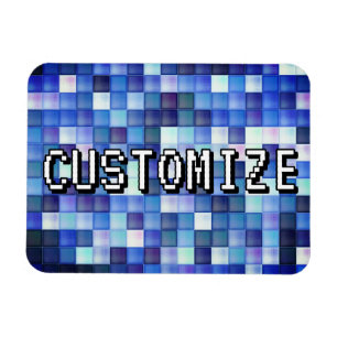Imán Etiqueta de jugador personalizada Blue 8-Bit Patró