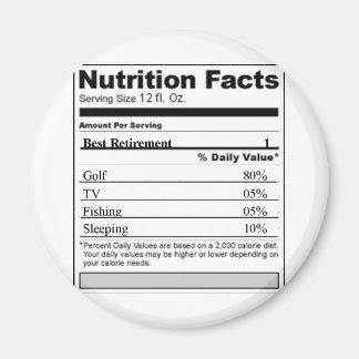 Imán Etiqueta de nutrición divertida de jubilación