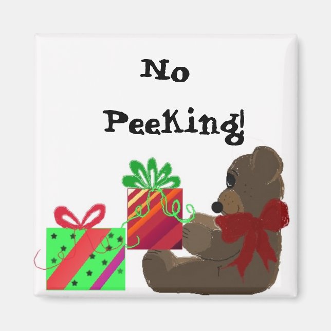 Imán Etiqueta de regalo de vacaciones - ¡No mirar! (Frente)