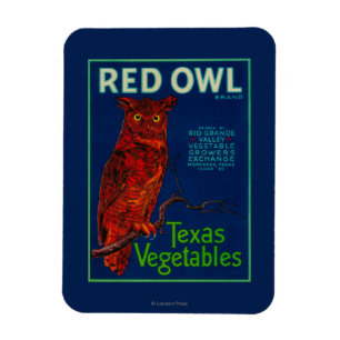Imán Etiqueta de verduras de búho rojo