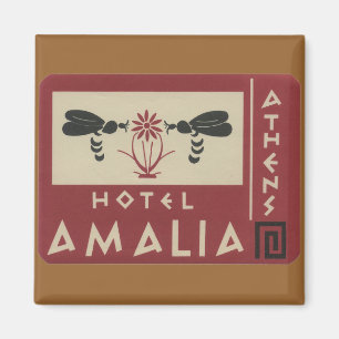 Imán Etiqueta del viaje del vintage de Amalia del hotel