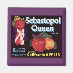 IMÁN ETIQUETA DEL VINTAGE DE LAS MANZANAS DE LA REINA