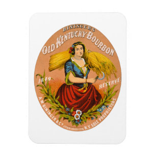 Imán Etiqueta publicitaria de Whiskey, Circa 1860.
