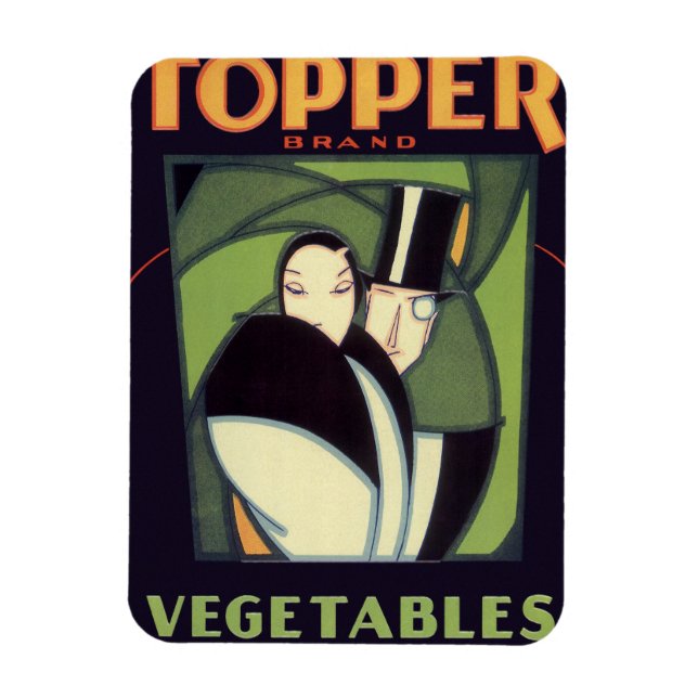 Imán Etiqueta Vegetable de topper, romance Art Déco (Vertical)