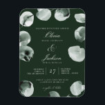Imán Eucalipto verde silencioso Boda moderno guionado p<br><div class="desc">Vegetación y eucalipto Guión Invitación a la boda moderna Refinada acuarela silenciosa - Oscuro</div>