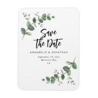 Eucalyptus elegante boda moderna, salva la fecha