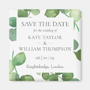 Imán Eucalyptus Greenery Save the Date Magnet