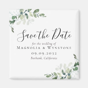 Imán Eucalyptus Wedding Save the Date Square