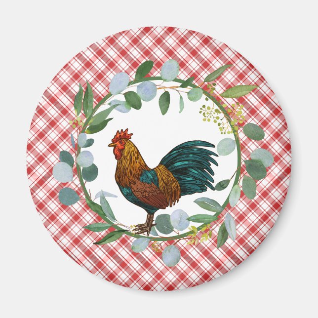 Imán Eucalyptus Wreath & Rooster Farmhouse (Frente)