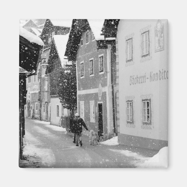 Imán Europa, Austria, Hallstat. Calle nevada (Frente)