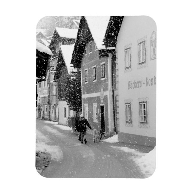 Imán Europa, Austria, Hallstat. Calle nevada (Vertical)