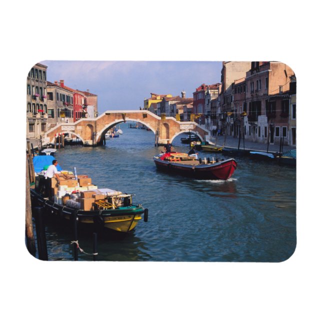 Imán Europa, Italia, Venecia. Barcos que traen (Horizontal)