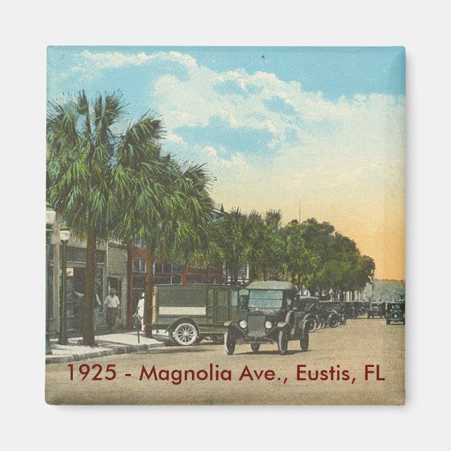 Imán EUSTIS, FL - 1925 - Ave Magnolia. (Frente)