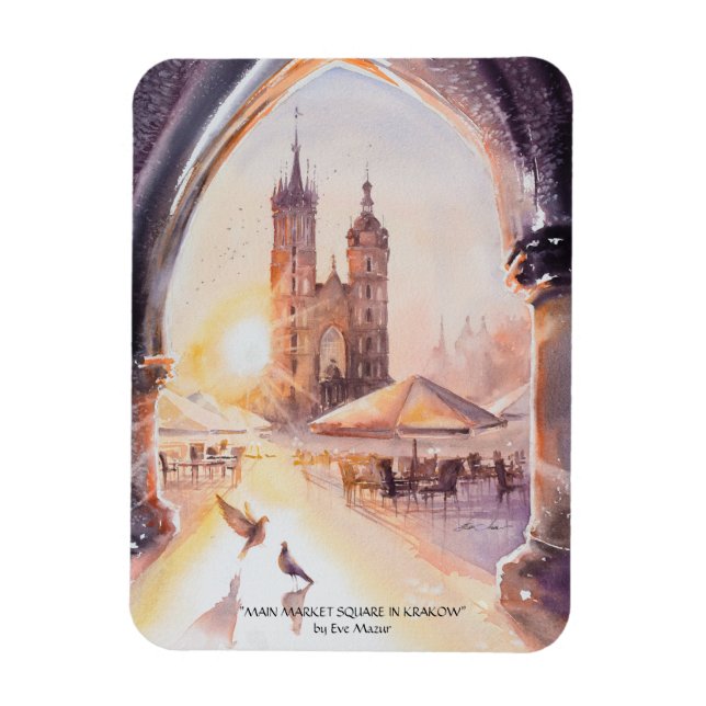 Imán EVE Pintó el casco antiguo de Cracovia (Vertical)