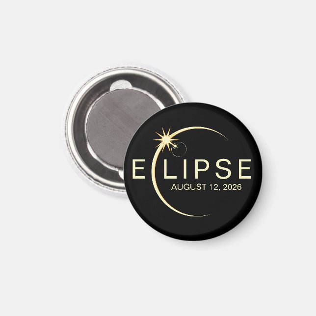 Imán Evento de Astronomía de Eclipse Solar 2026 (Anverso/Reverso)