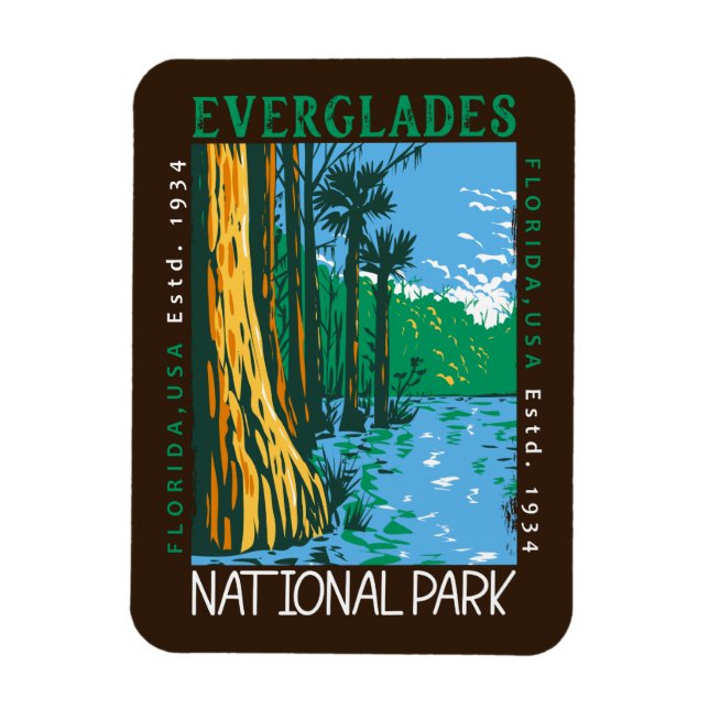 Imán Everglades Parque Nacional Florida Retro con probl (Vertical)
