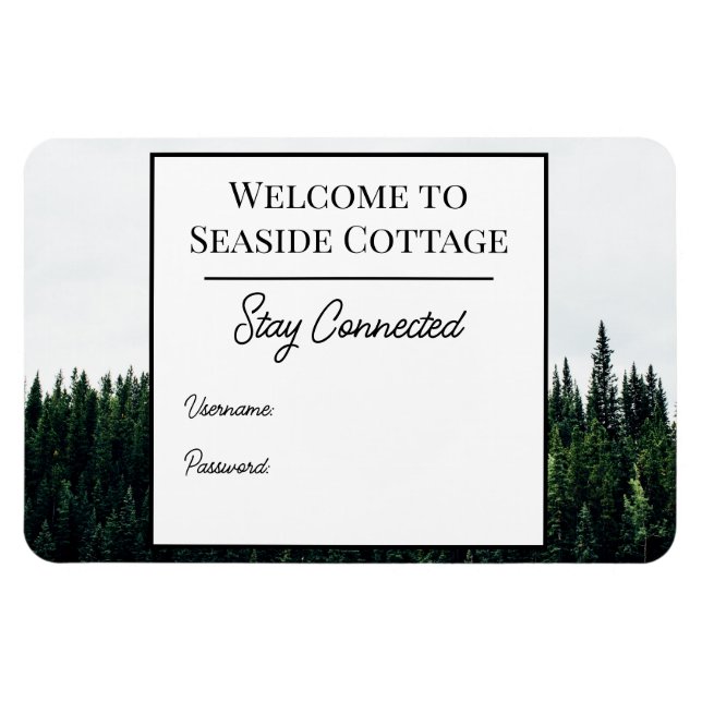 Imán Evergreen Trees Airbnb Vacation Rental Wifi Magnet (Horizontal)
