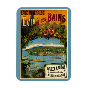 Imán Evian Les Bans Evian Water Vintage Poster de Viaje