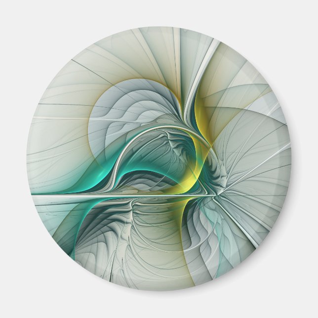 Imán Evolución fractal, arte abstracto de turquesa dora (Frente)