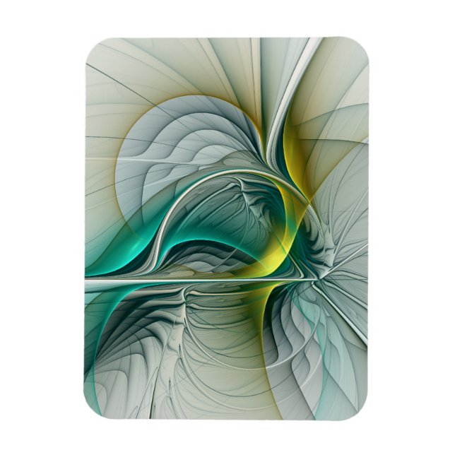 Imán Evolución fractal, arte abstracto dorado turquesa (Vertical)