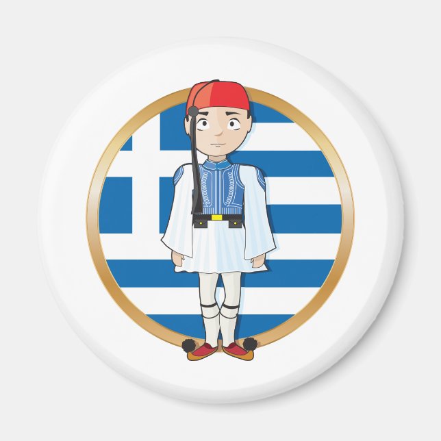 Imán Evzone griego con bandera (Frente)