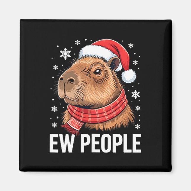 Imán Ew People Capybara Christmas Funny Introvert Holid (Frente)