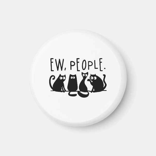 Imán Ew People Funny Meowy Gatos Negros (Frente)