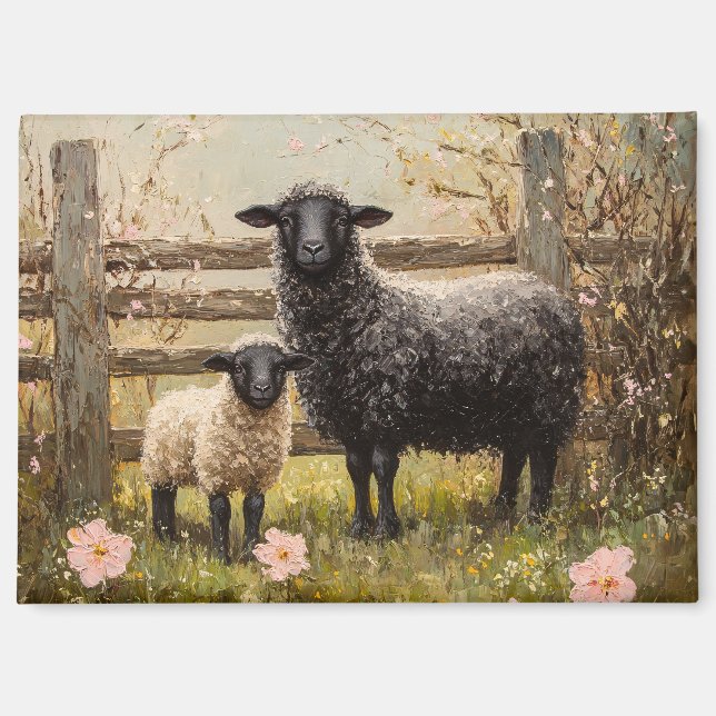 Imán Ewe y Lamb Spring Sheep Art (Anverso)