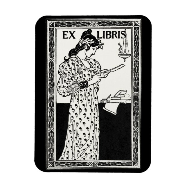 Imán Ex libris art nouveau (Vertical)