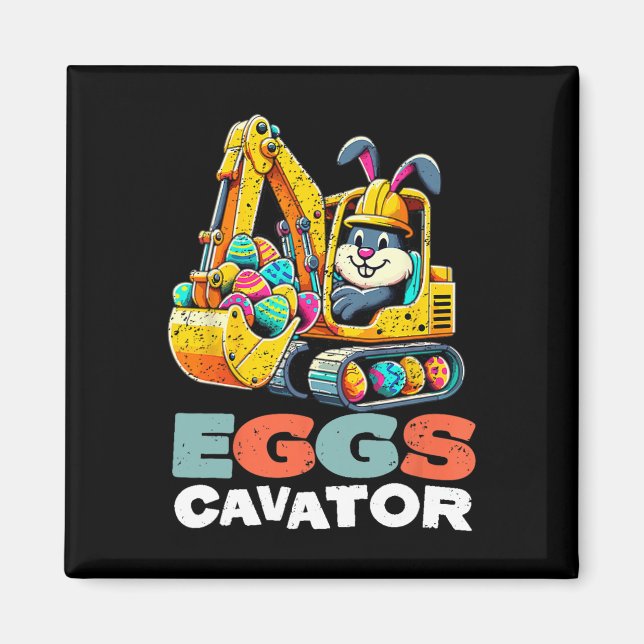 Imán Excavadora de huevos conejo de Pascua  (Frente)