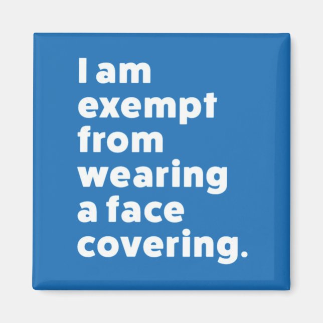 Imán Exención de usar un recubrimiento facial (Frente)