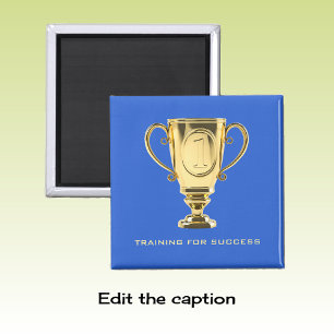 Imán Éxito de entrenamiento trofeo de oro azul