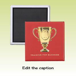 Imán Éxito de entrenamiento trofeo de oro rojo