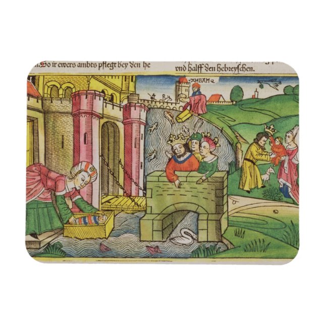 Imán Éxodo 2 1-6 Moisés flotando por el Nilo y (Horizontal)