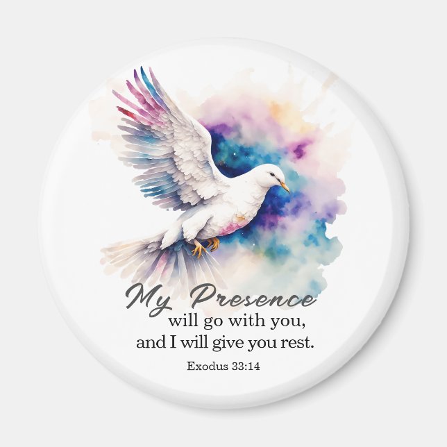 Imán Éxodo 33:14 Mi presencia irá con la Biblia (Frente)