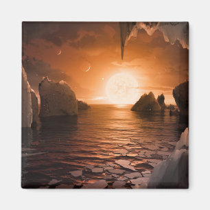 Imán Exoplanet Trappist-1f Desde Su Lado De La Noche De