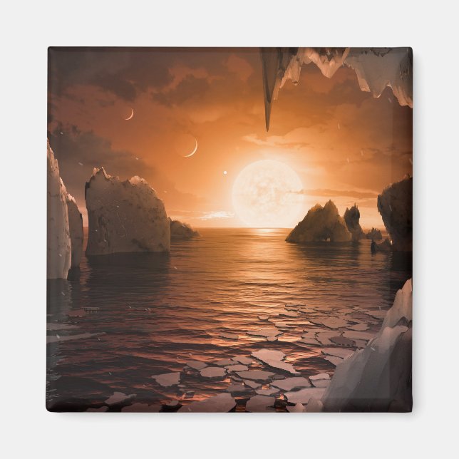 Imán Exoplanet Trappist-1f Desde Su Lado De La Noche De (Frente)