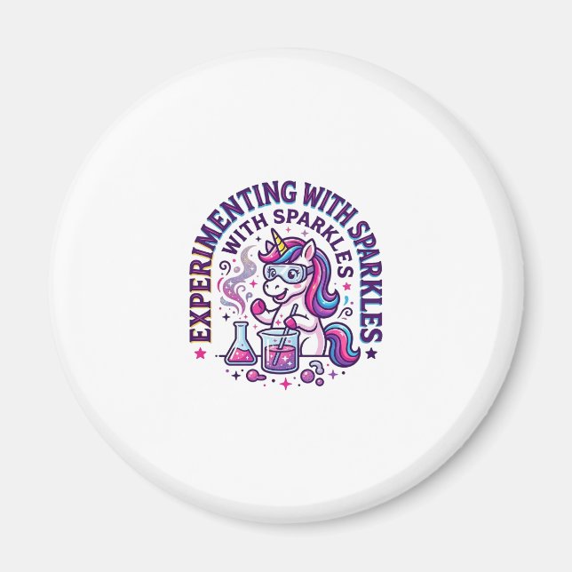 Imán Experimento de Unicornio con Brillo Comercial Cort (Frente)