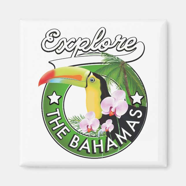 Imán Explora el logotipo de las Bahamas (Frente)