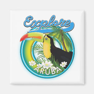Imán Explora el logotipo de viaje a Aruba