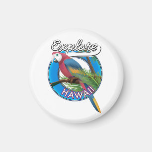 Imán Explora el logotipo retro de Hawái