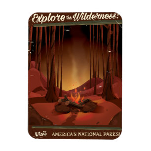 Imán ¡Explora la naturaleza! Póster de fogata de campin